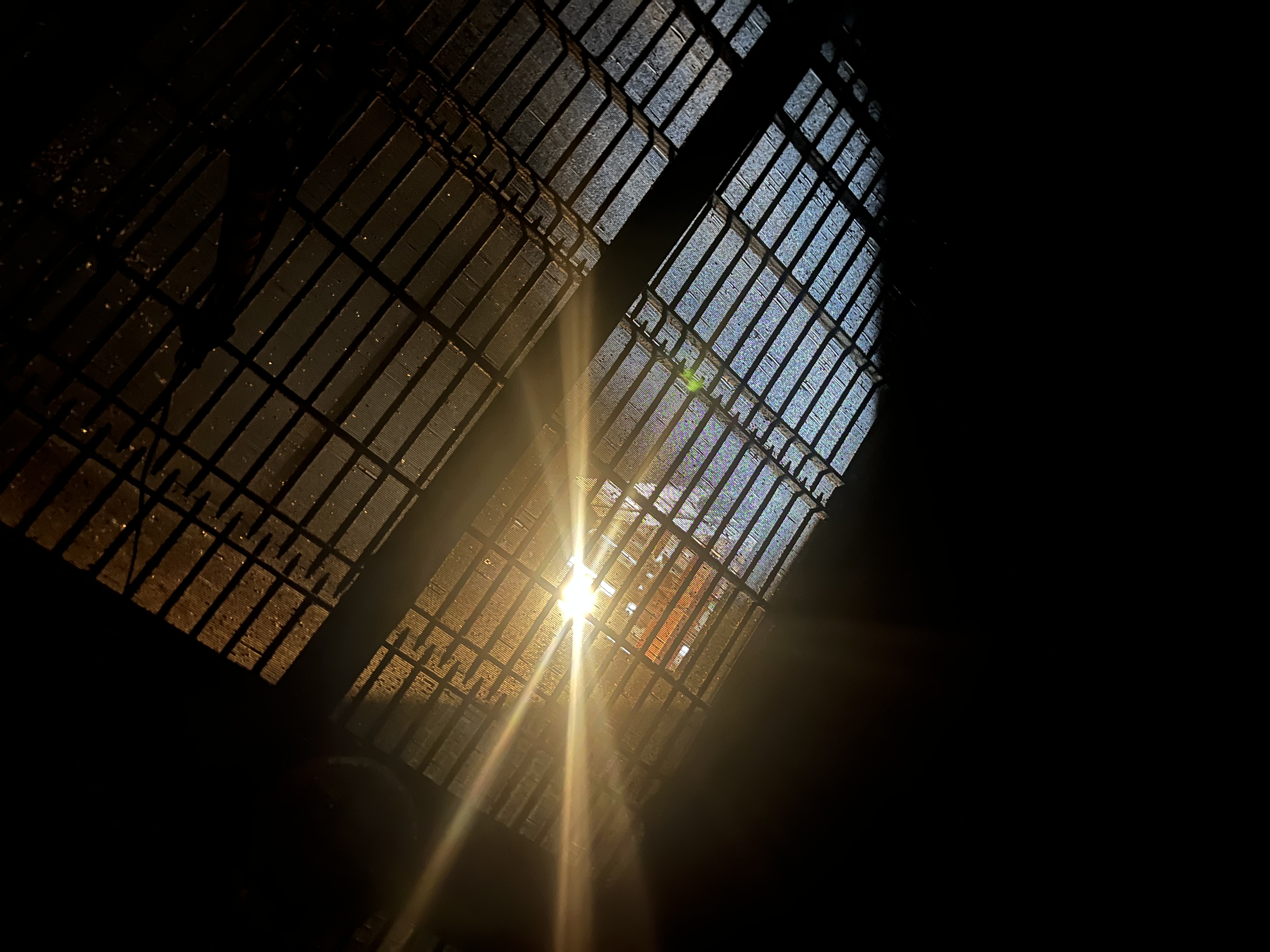 looking up at the kiln floor from underneath